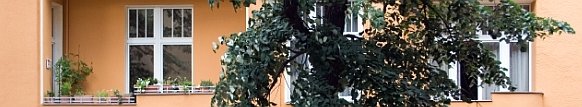 Ausschnitt aus einer Hausfront mit Balkon